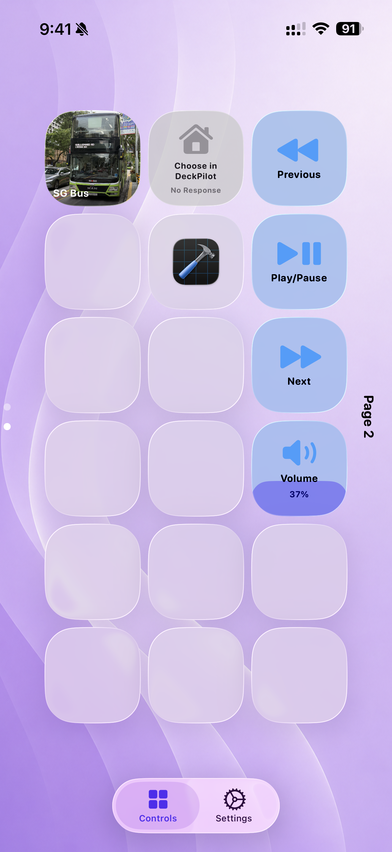 TapTiller iPhone control grid screenshot